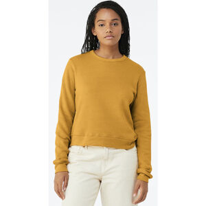 Double Zero Mustard Yellow Crew Neck Cropped Jersey Knit Sweater Top Small NEW
